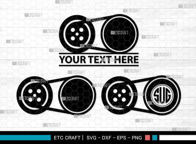 Belt Pulley Monogram, Belt Pulley Silhouette, Pulley SVG, Pulley Gears Svg, Antique Tools Svg, SB00368 SVG ETC Craft 