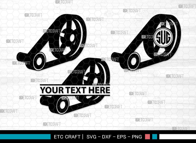 Belt Pulley Monogram, Belt Pulley Silhouette, Pulley SVG, Pulley Gears Svg, Antique Tools Svg, SB00368 SVG ETC Craft 
