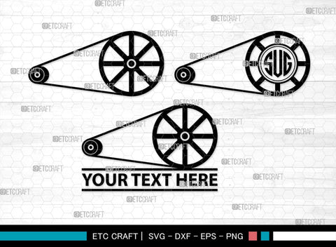 Belt Pulley Monogram, Belt Pulley Silhouette, Pulley SVG, Pulley Gears Svg, Antique Tools Svg, SB00368 SVG ETC Craft 