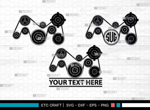 Belt Pulley Monogram, Belt Pulley Silhouette, Pulley SVG, Pulley Gears Svg, Antique Tools Svg, SB00368 SVG ETC Craft 