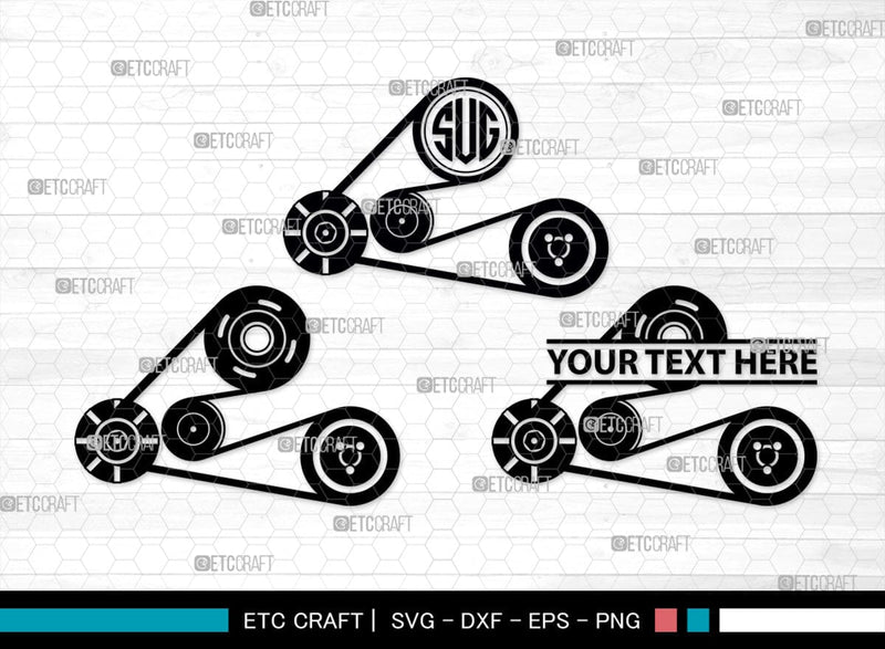 Belt Pulley Monogram, Belt Pulley Silhouette, Pulley SVG, Pulley Gears Svg, Antique Tools Svg, SB00368 SVG ETC Craft 