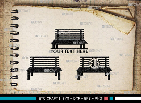 Bench Monogram, Bench Silhouette, Bench SVG, Park Bench Svg, Wooden Bench Svg, Bench Furniture Svg, Garden Bench Svg, SB00467 SVG ETC Craft 