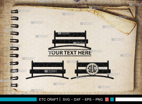 Bench Monogram, Bench Silhouette, Bench SVG, Park Bench Svg, Wooden Bench Svg, Bench Furniture Svg, Garden Bench Svg, SB00467 SVG ETC Craft 