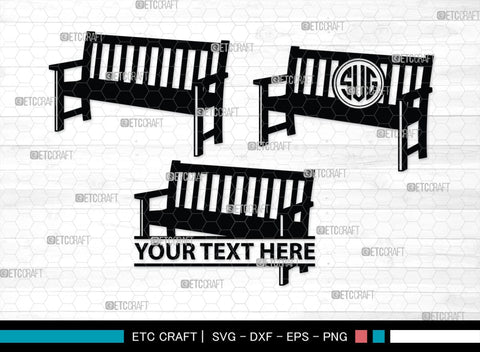 Bench Monogram, Bench Silhouette, Bench SVG, Park Bench Svg, Wooden Bench Svg, Bench Furniture Svg, Garden Bench Svg, SB00467 SVG ETC Craft 