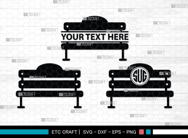Bench Monogram, Bench Silhouette, Bench SVG, Park Bench Svg, Wooden Bench Svg, Bench Furniture Svg, Garden Bench Svg, SB00467 SVG ETC Craft 