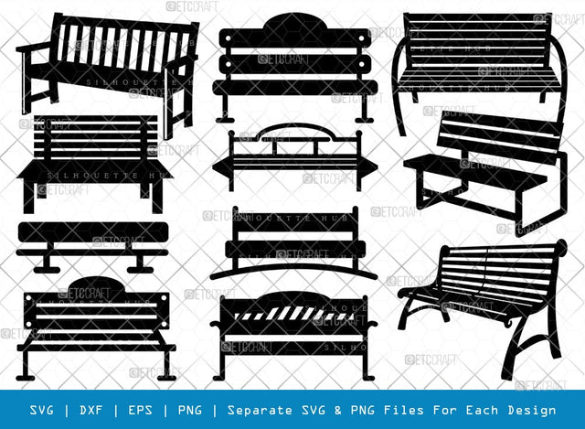 Bench SVG Cut Files | Bench Silhouette | Park Bench Svg | Wooden Bench Svg | Bench Furniture Svg | Garden Bench Svg | Bench Bundle SVG ETC Craft 