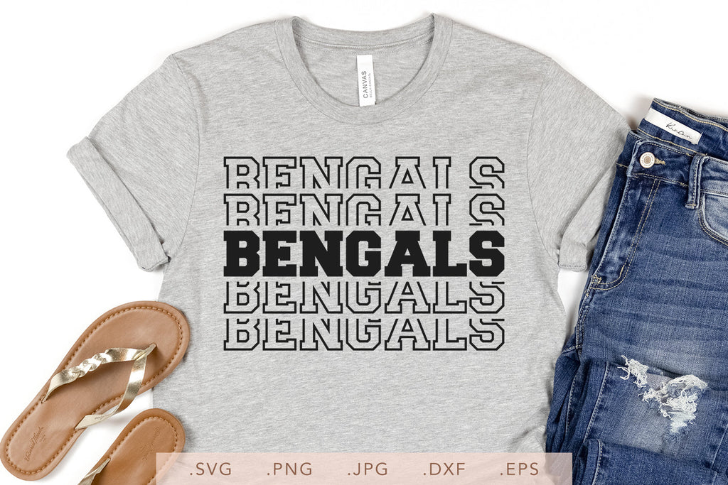 Cincinnati Bengals SVG • NFL Football Team T-shirt Stacked Design SVG Cut  Files