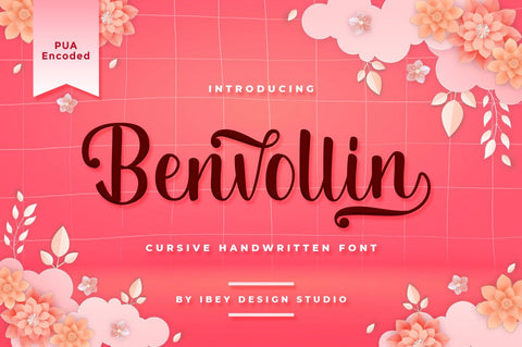 Benvollin - Cursive Handwritten Font Font Ibey Design 