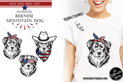 Bernese Mountain Dog Patriotic Cut files and Sublimation SVG Loveleen Kaur 