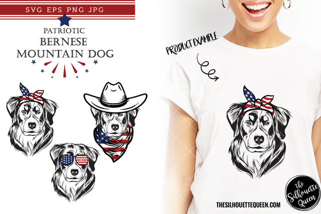 Bernese Mountain Dog Patriotic Cut files and Sublimation SVG Loveleen Kaur 