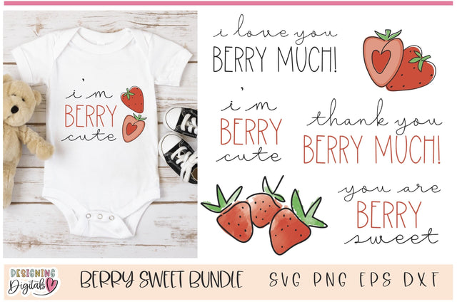 Berry Sweet SVG Bundle, I love you berry Much, Strawberry svgs for cricut SVG Designing Digitals 