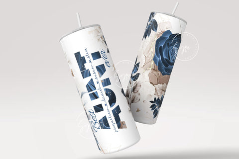 Best Aunt Ever, Blue Gold Floral Tumbler, Gift for Aunty, Add Kids Names, 20 oz Skinny Tumbler Design Wrap, Mother's Day Tumbler Design Wrap Sublimation Syre Digital Creations 