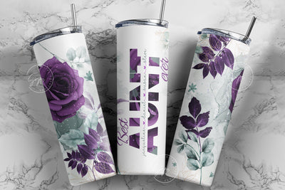 Best Aunt Ever, Floral Tumbler Design, Gift for Aunty, Add Kids Names, 20oz Skinny Tumbler Design Wrap, Mother's Day Tumbler Design Sublimation Syre Digital Creations 