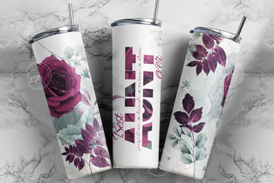 Best Aunt Ever, Floral Tumbler Design, Gift for Aunty, Add Kids Names, 20oz Skinny Tumbler Design Wrap, Mother's Day Tumbler Design Sublimation Syre Digital Creations 