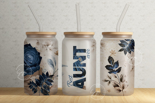 Best Aunt Ever, Gift for Aunty, Aunt Tumbler, Mother's Day Tumbler Design Wrap, Floral 16 oz Libbey Glass Can Tumbler Sublimation Design Sublimation Syre Digital Creations 