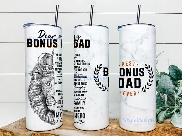 Best Bonus Dad Ever Thanks For Always Being There For Me 20oz Skinny Tumbler Sublimation Designs, Digital File, Tumbler Sublimation Download Sublimation iStyleDesign 