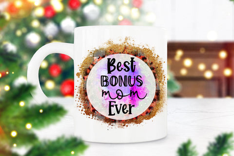 Best Bonus Mom Ever Sublimation I Christmas Ornament PNG Sublimation Happy Printables Club 