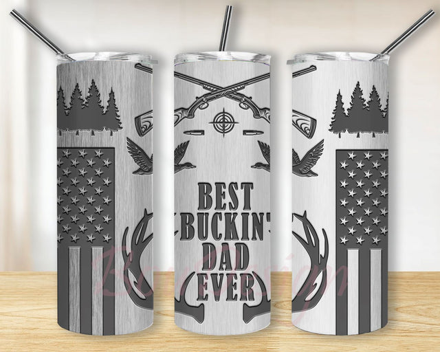 Best Buckin’ Dad Ever Hunting 20oz Skinny Tumbler Sublimation, Hunting Tumbler PNG, Designs Deer Hunting, Rule Camo Hunt Sublimation, Hunting Design Sublimation BouDesign 