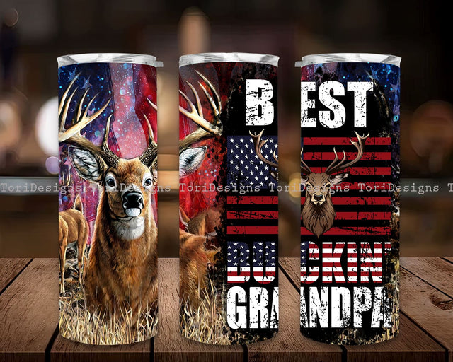 Best Buckin Grandpa Ever Deer Funny Personalized Tumbler-Grandpa Tumbler-Birthday gift Christmas Gift for grandpa grandfather Sublimation ToriDesigns 