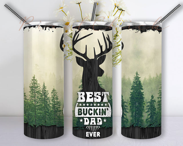 Best Bucking Dad Ever Tumbler Wrap, Dad Hunting Tumbler Deer Tumbler Wrap, Father's Day Tumbler PNG, Best Dad Ever Seamless Sublimation Designs Sublimation PixelChick 