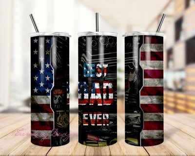 Best Dad Ever American Flag 20oz Skinny Tumbler, Sublimation Designs for Straight/Tapered Tumbler PNG File Digital Download Sublimation TrendingDesign 