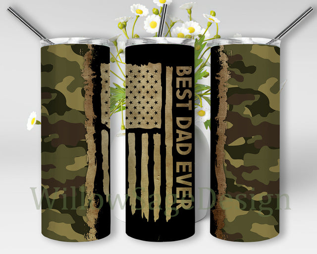 Best Dad Ever Design Tumbler Png, Dad Camo 20oz Full Tumbler Wrap, Dad American Flag Tumbler, Father's Day Sublimation Design, Digital Download Sublimation WillowSageDesign 