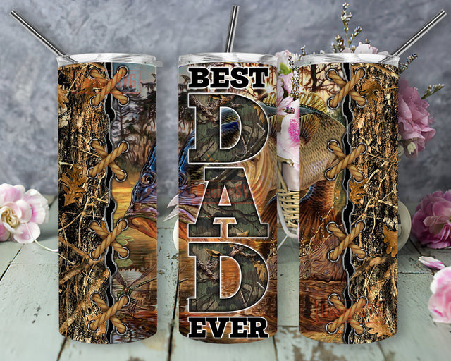 Best Dad Ever Design Tumbler Template, Dad Fishing Camo 20oz Tumbler Wrap, Fathers Day Tumbler, Fishing Sublimation Design for Straight, Digital Download Sublimation DesignSVG 