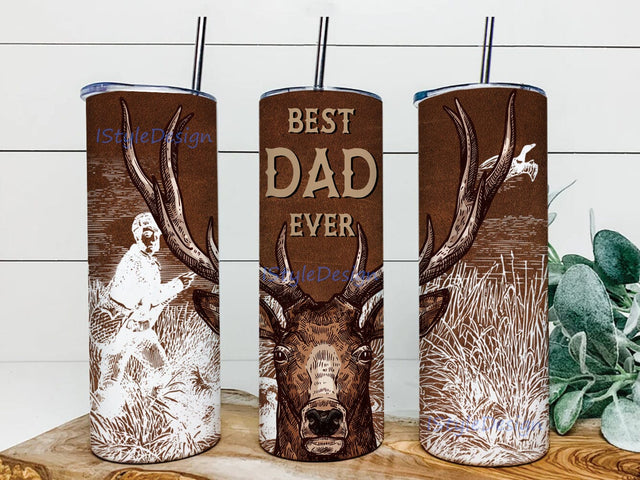 Best Dad Ever Tumbler Design, Dad 20oz Skinny Png, Deer Tumbler Png, Hunting Dad Tumbler Template, Father's Day Gift, Digital Download Sublimation iStyleDesign 
