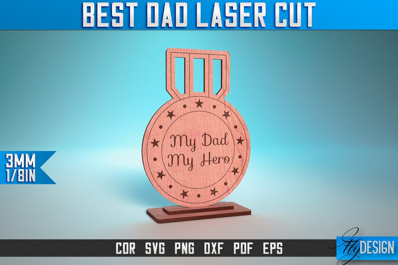 Best Dad Laser Cut SVG | Dad Award Laser Cut SVG Design | CNC Files SVG Fly Design 
