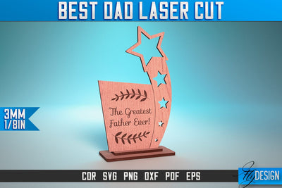 Best Dad Laser Cut SVG | Dad Award Laser Cut SVG Design | CNC Files SVG Fly Design 