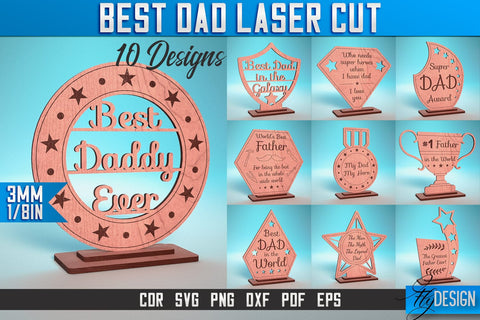 Best Dad Laser Cut SVG | Dad Award Laser Cut SVG Design | CNC Files SVG Fly Design 