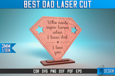Best Dad Laser Cut SVG | Dad Award Laser Cut SVG Design | CNC Files SVG Fly Design 