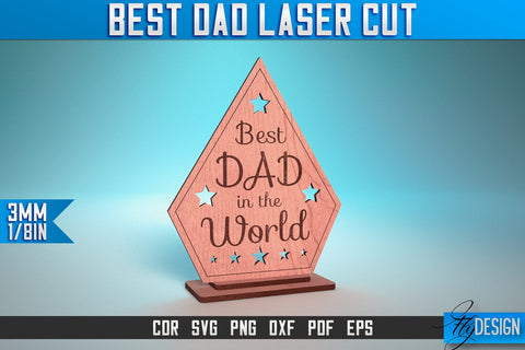 Best Dad Laser Cut SVG | Dad Award Laser Cut SVG Design | CNC Files SVG Fly Design 
