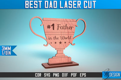 Best Dad Laser Cut SVG | Dad Award Laser Cut SVG Design | CNC Files SVG Fly Design 