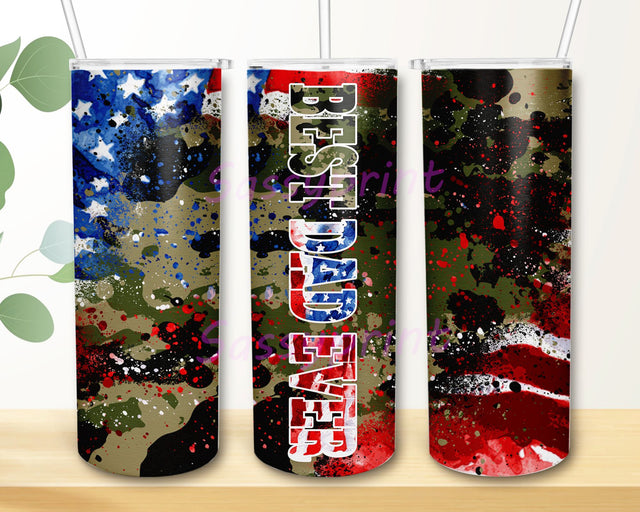 Best Dad Tumbler, Military American Flag Wrap, 4th of July Png Tumbler, Army Pattern Print Wrap, Camouflage Pattern Tumbler Wrap Sublimation sassyprint 