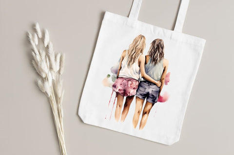 Best Friends Couple Watercolor Clipart Sublimation Regulrcrative 