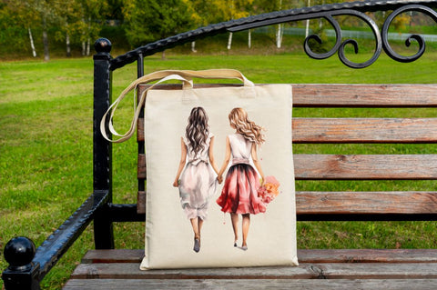 Best Friends Couple Watercolor Clipart Sublimation Regulrcrative 