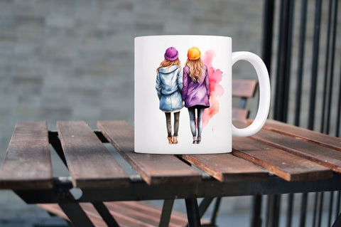 Best Friends Couple Watercolor Clipart Sublimation Regulrcrative 