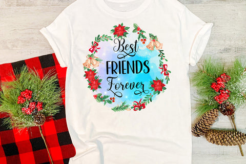 Best Friends Forever I Best Friend Christmas Ornament PNG Sublimation Happy Printables Club 