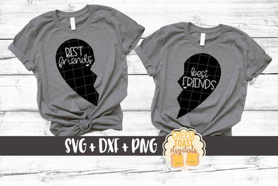Best Friends - Friendship Heart Halves SVG PNG DXF Cut Files SVG Cheese Toast Digitals 