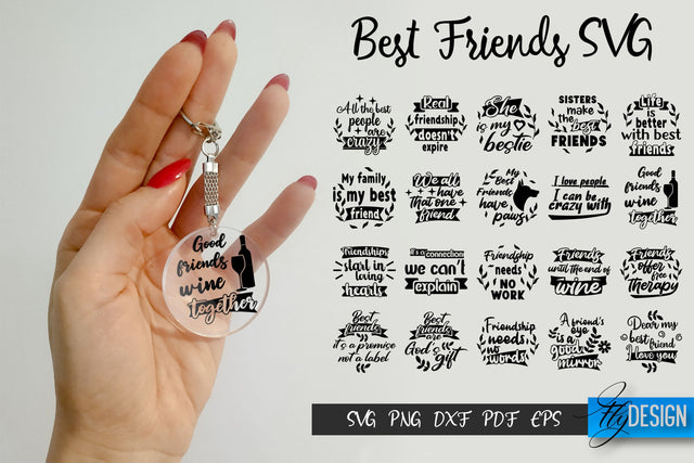 Best Friends Keychain SVG Bundle. Best Friend Quotes SVG SVG Fly Design 