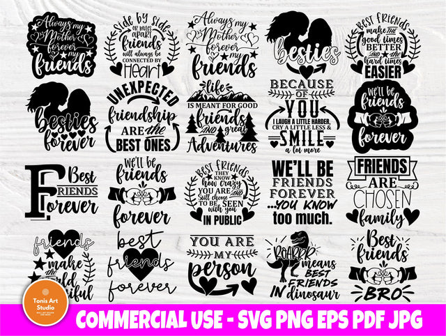 Best Friends Signs SVG Bundle, Friendship Quotes SVG TonisArtStudio 