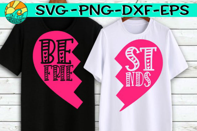 Best Friends - Split Heart - SVG PNG EPS DXF SVG On the Beach Boutique 