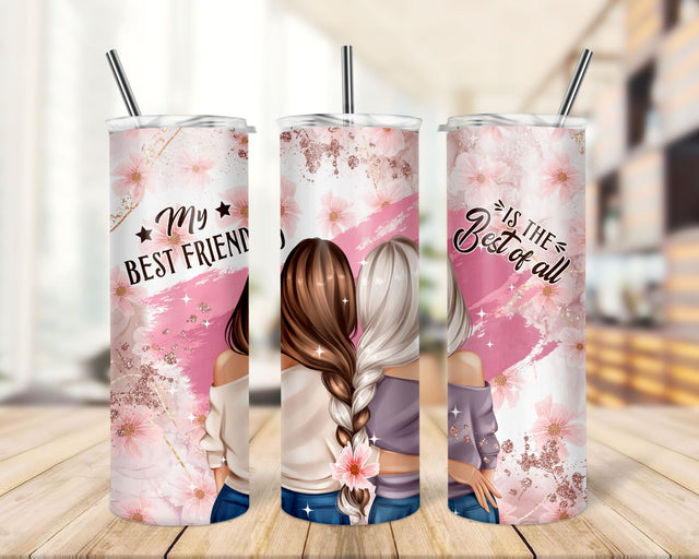 Best Friends Tumbler Wrap PNG, Gift For Her, 20oz Skinny Tumbler Wrap, Straight and Tapered Design Sublimation TrendingDesign 