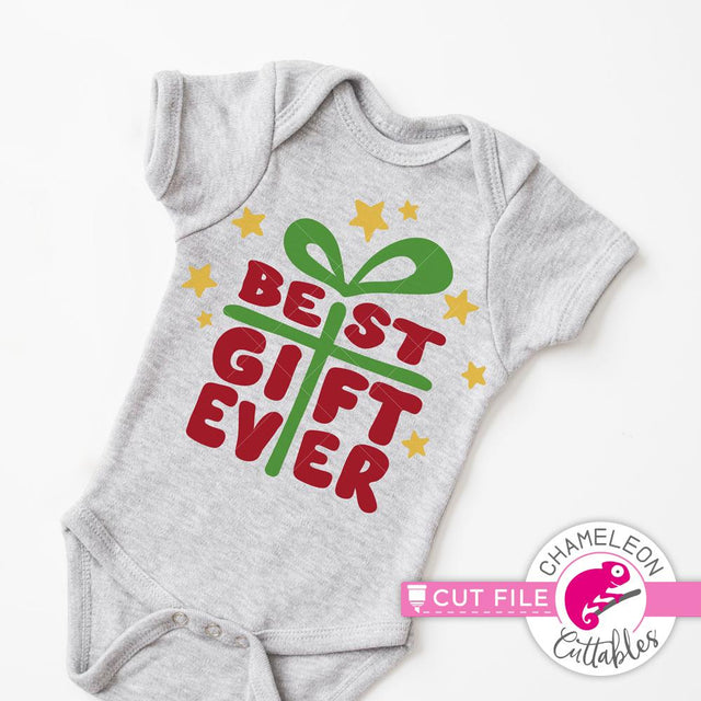 Best gift ever Christmas Baby Bodysuit Design SVG Chameleon Cuttables 
