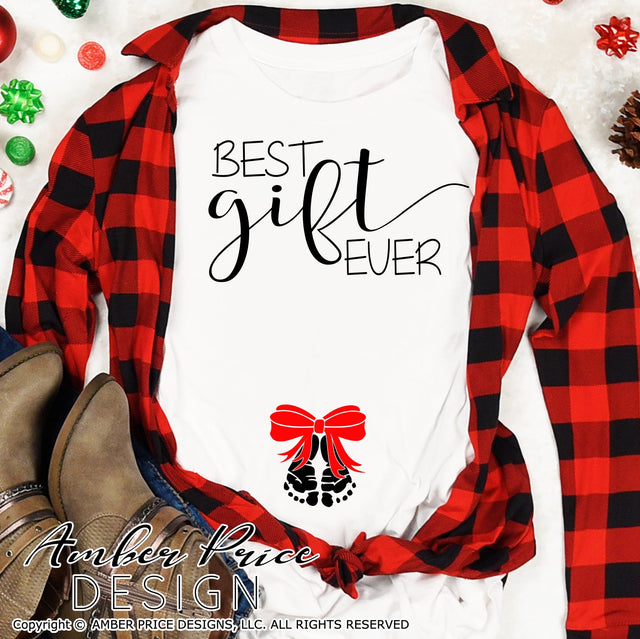 Best gift ever SVG | Christmas Pregnancy Reveal SVG PNG DXF | Winter Maternity SVG for Christmas | IVF & Infertility SVGs SVG Amber Price Design 