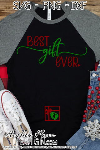 Best gift ever SVG | Christmas Pregnancy Reveal SVG PNG DXF | Winter Maternity SVG for Christmas | IVF & Infertility SVGs SVG Amber Price Design 