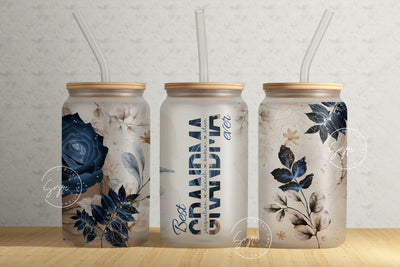 Best Grandma Ever, Gift for Grandmother, Add Kids Names, Mothers Day Gift Tumbler, Floral 16 oz Libbey Glass Can Tumbler Sublimation Design Sublimation Syre Digital Creations 