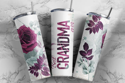 Best Grandma Ever, Grandma Tumbler, Floral Tumbler, Gift for Grandmother, 20 oz Skinny Tumbler Design Wrap, Mother's Day Tumbler Sublimation Syre Digital Creations 
