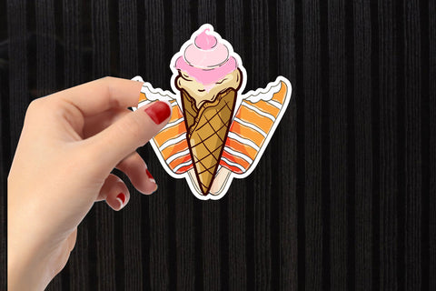 Ice cream sticker pack, aesthetic sticker bundle, print cut - So Fontsy